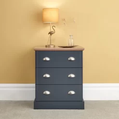 Kendal 3 Drawer Chest Of Drawers - Slate Blue