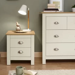 Lancaster 2 Drawer Bedside Table - Cream