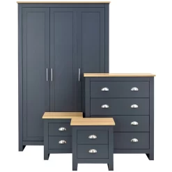 Lancaster 4 Piece Bedroom Furniture Set - Slate Blue -Sienna Store lan4pcblu lancaster lancaster 4pcset blue co 01