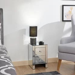 Mirrored 2 Drawer Slim Chest Clear Glass