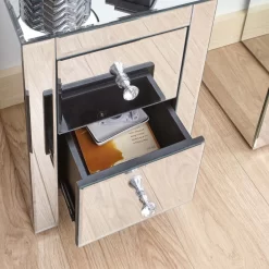 Mirrored 2 Drawer Slim Chest Clear Glass 9 Mirrored 2 Drawer Slim Chest Clear Glass -Sienna Store mir2drclr 06