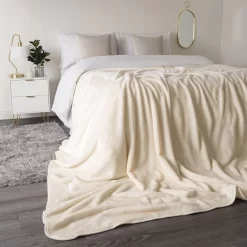 Faux Fur Mink Throw - Cream