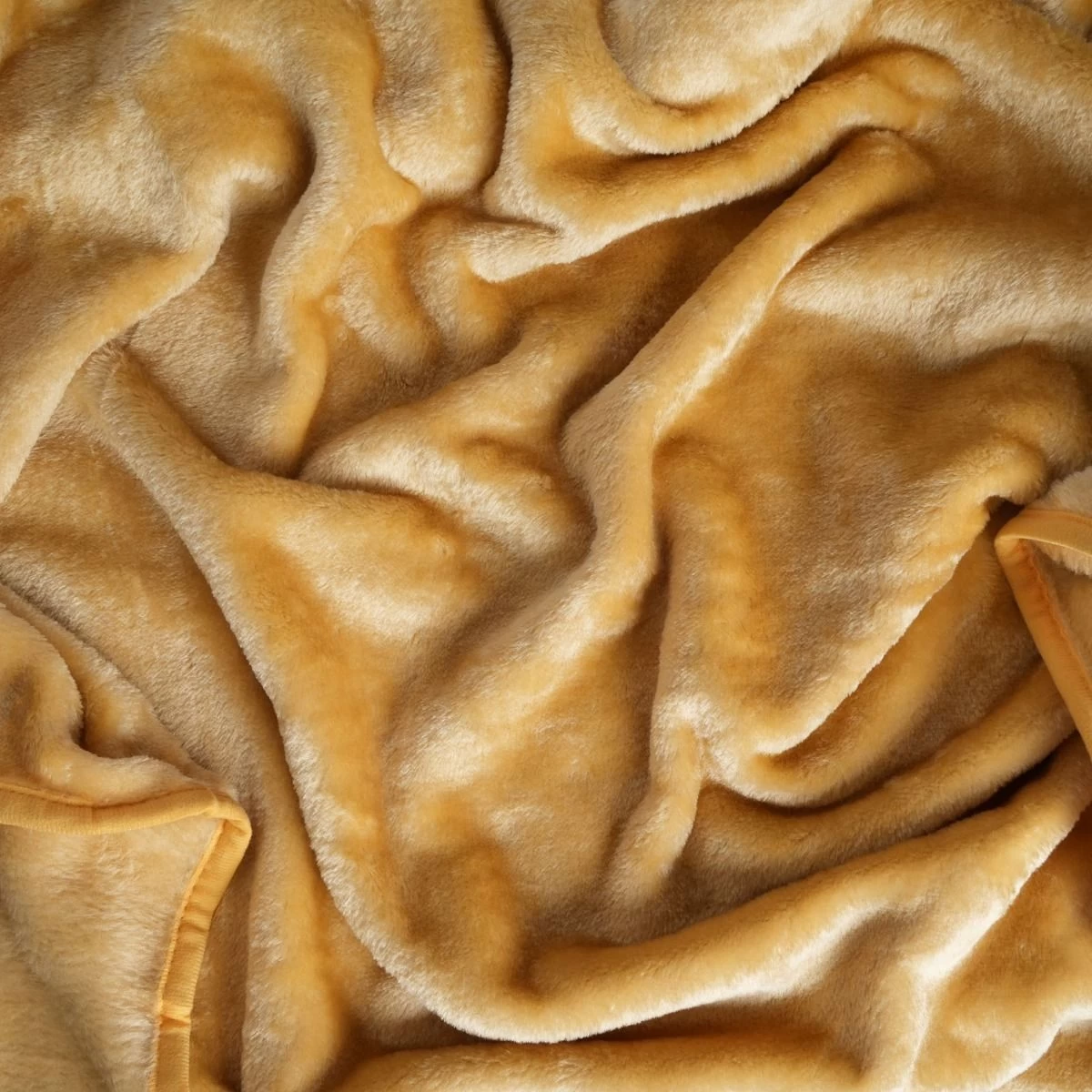 Faux Fur Mink Throw - Ochre Yellow 3 Faux Fur Mink Throw - Ochre Yellow - Image 3