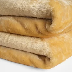Faux Fur Mink Throw - Ochre Yellow 7 Faux Fur Mink Throw - Ochre Yellow -Sienna Store mthoch98 1 4 3