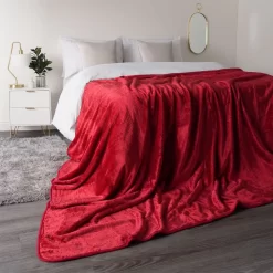Faux Fur Mink Throw - Red