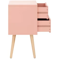 Nyborg Single 2 Drawer Bedside Table - Coral Pink -Sienna Store nbg1bscpk nyborg 2drw bedside coral pink co 06 may21