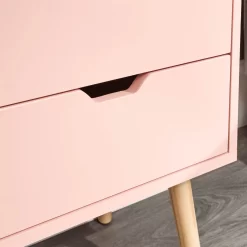 Nyborg Single 2 Drawer Bedside Table - Coral Pink -Sienna Store nbg1bscpk nyborg 2drw bedside coral pink dtl 02 may21