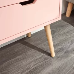 Nyborg Single 2 Drawer Bedside Table - Coral Pink -Sienna Store nbg1bscpk nyborg 2drw bedside coral pink dtl 03 may21