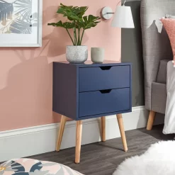 Nyborg Single 2 Drawer Bedside Table - Nightshadow