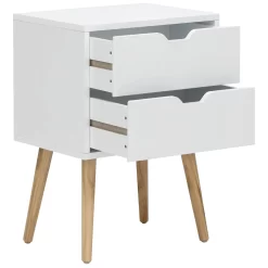 Nyborg Single 2 Drawer Bedside Table - White -Sienna Store nbg1bswht nyborg 2drw bedside white co 02 may21