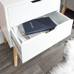 Nyborg Single 2 Drawer Bedside Table - White -Sienna Store nbg1bswht nyborg 2drw bedside white dtl 01 may21
