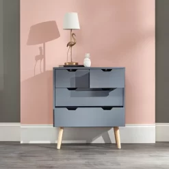 Nyborg 2+2 Drawer Chest Of Drawers - Dark Grey -Sienna Store nbg22cdgr nyborg 2 2drw chest dark grey rms 02 open may21