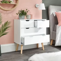 Nyborg 2+2 Chest Of Drawers - White -Sienna Store nbg22cwht nyborg 2 2drw chest white rms 01 open may21