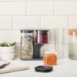 Joseph Joseph Podium 3PCS Storage Jar Set With Stand - Grey