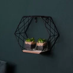 OHS Hexagon Iron Wall Rack Shelf - Black