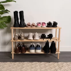 OHS Wooden Shoe Storage Rack, 3 Tier - Natural -Sienna Store oasrwoona 2s