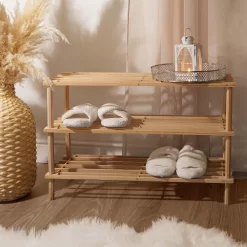 OHS Wooden Shoe Storage Rack, 3 Tier - Natural