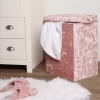 OHS Crushed Velvet Foldable Laundry Basket - Blush