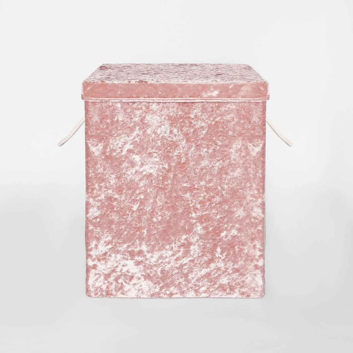 OHS Crushed Velvet Foldable Laundry Basket - Blush 3 OHS Crushed Velvet Foldable Laundry Basket - Blush - Image 3