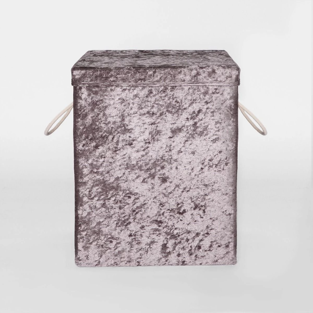 OHS Crushed Velvet Foldable Laundry Basket - Charcoal 3 OHS Crushed Velvet Foldable Laundry Basket - Charcoal - Image 3