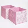 OHS Crushed Velvet Cube Storage Boxes, Blush - 2 Pack