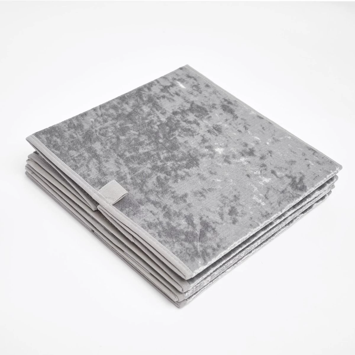 OHS Crushed Velvet Cube Storage Boxes, Grey - 2 Pack 2 OHS Crushed Velvet Cube Storage Boxes, Grey - 2 Pack - Image 2