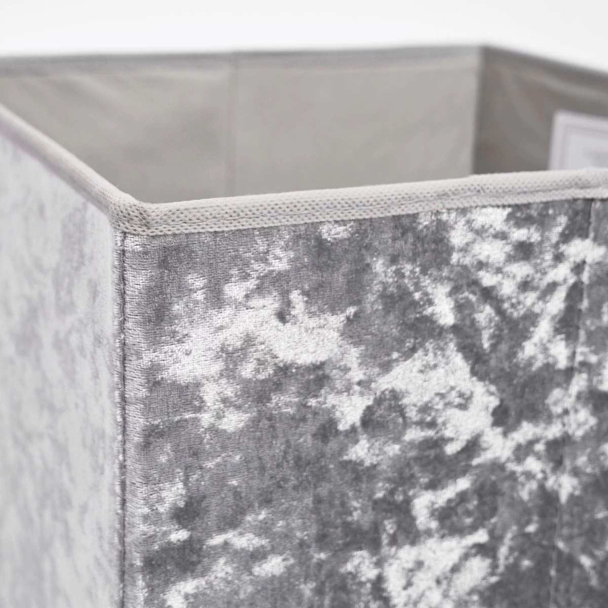 OHS Crushed Velvet Cube Storage Boxes, Grey - 2 Pack 5 OHS Crushed Velvet Cube Storage Boxes, Grey - 2 Pack - Image 5