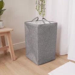 OHS Faux Linen Laundry Bag - Charcoal
