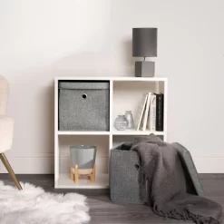 OHS Faux Linen Storage Box With Lid, Charcoal - 2 Pack -Sienna Store oastflccl 6s