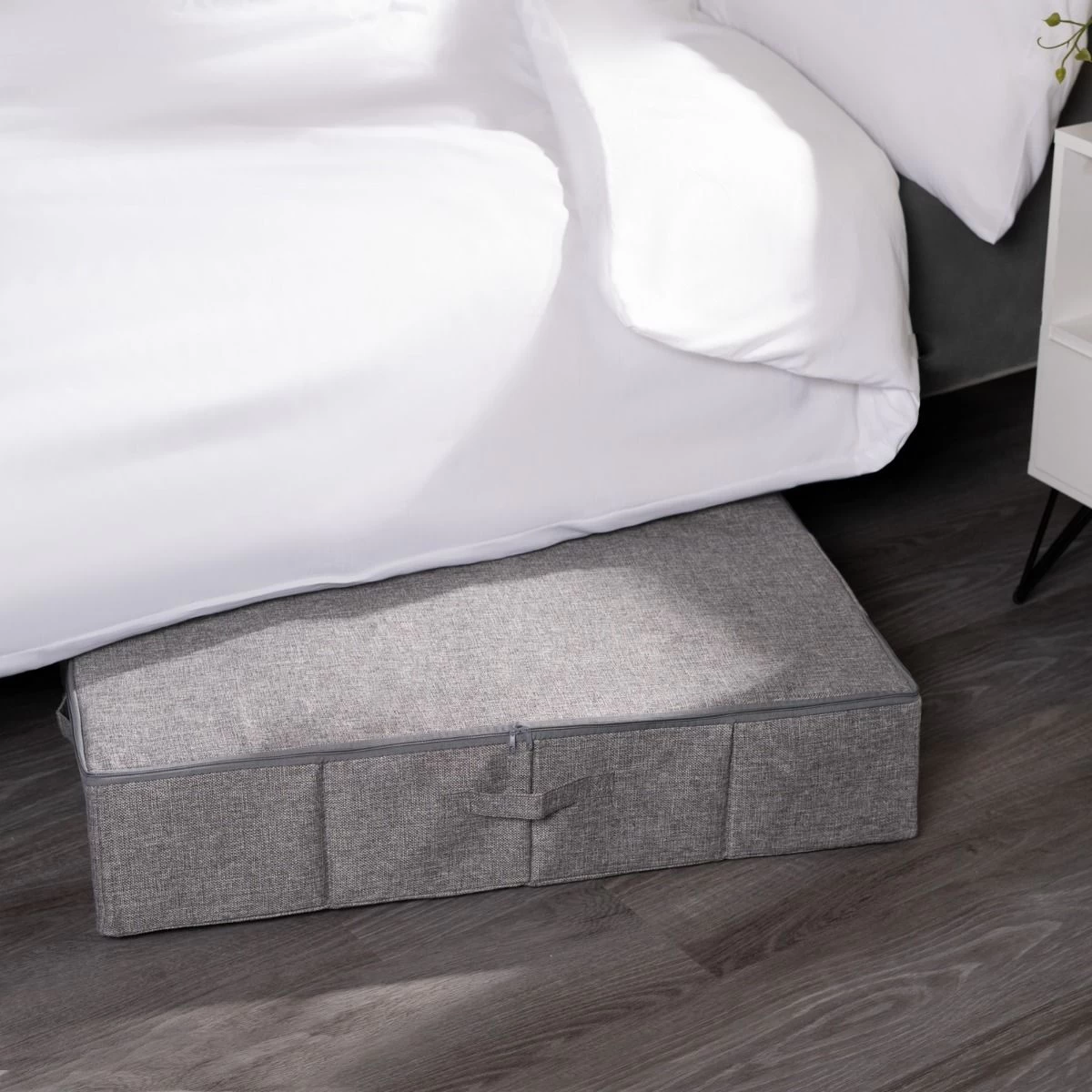 OHS Faux Linen Underbed Storage Bag, Charcoal - 2 Pack 2 OHS Faux Linen Underbed Storage Bag, Charcoal - 2 Pack - Image 2