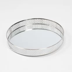 OHS Round Metal Mirrored Tray - Silver 7 OHS Round Metal Mirrored Tray - Silver -Sienna Store oatrmetsi 1s