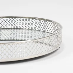 OHS Round Metal Mirrored Tray - Silver 8 OHS Round Metal Mirrored Tray - Silver -Sienna Store oatrmetsi 2s
