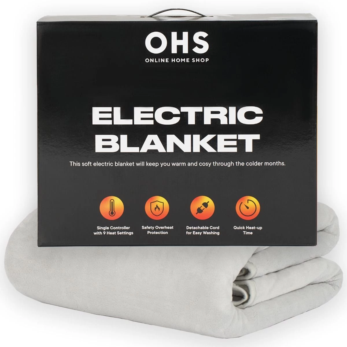 OHS Heated Sherpa Reverse Fleece Electric Over Blanket - Grey/White 11 OHS Heated Sherpa Reverse Fleece Electric Over Blanket - Grey/White - Image 11