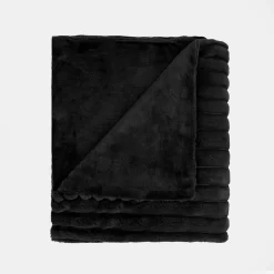 OHS Faux Fur Thick Rib Throw, Black - 125 X 150cm -Sienna Store obffribbk 2srib