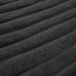 OHS Faux Fur Thick Rib Throw, Charcoal - 125 X 150cm -Sienna Store obffribcl 3s