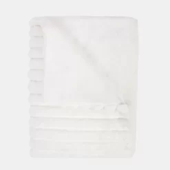 OHS Faux Fur Thick Rib Throw, White - 125 X 150cm -Sienna Store obffribwh 3s 1