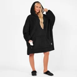 OHS Electric Heated Oversized Hoodie Blanket - Black -Sienna Store obhehodbk 2s