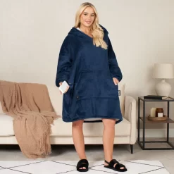 OHS Electric Heated Oversized Hoodie Blanket - Navy