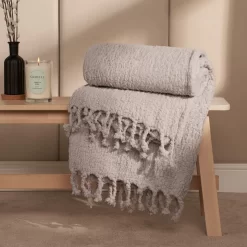 OHS Tassel Sherpa Throw - Grey
