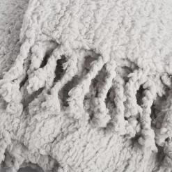 OHS Tassel Sherpa Throw - Grey -Sienna Store obshtslgy 3s