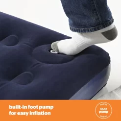 Silentnight Camping Collection Flocked Airbed With Built-In Foot Pump, Blue - Single -Sienna Store ocabfoobe01 3