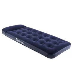 Silentnight Camping Collection Flocked Airbed With Built-In Foot Pump, Blue - Single