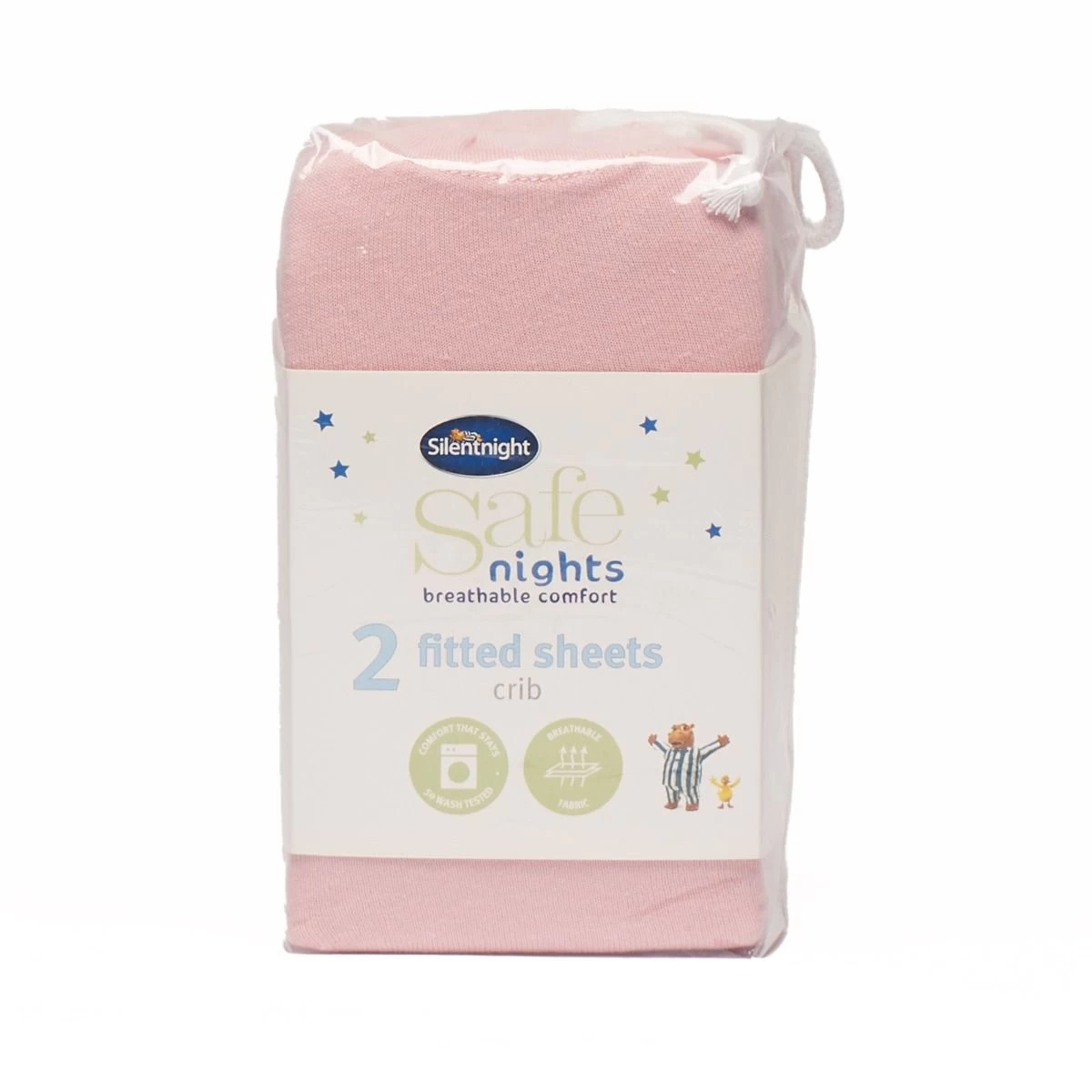Silentnight Safe Nights 2 Pack Fitted Sheet, Crib - Pink 1 Silentnight Safe Nights 2 Pack Fitted Sheet, Crib - Pink