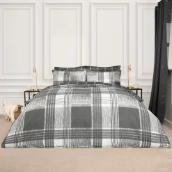 Dreamscene Autumnal Check Duvet Set - Grey