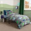 OHS Dino Print Fleece Duvet Set - Grey