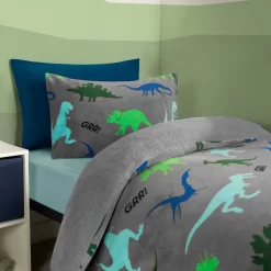 OHS Dino Print Fleece Duvet Set - Grey -Sienna Store odhscdigy 3s 3