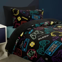 OHS Gaming Print Fleece Duvet Set - Black -Sienna Store odhscgabk 3s 2