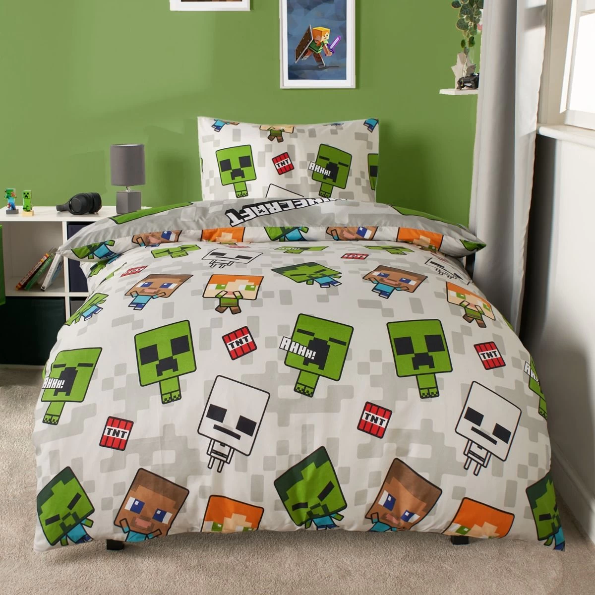 Minecraft Reversible Duvet Set, Grey 3 Minecraft Reversible Duvet Set, Grey - Image 3