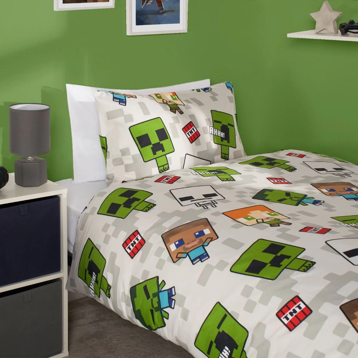 Minecraft Reversible Duvet Set, Grey 4 Minecraft Reversible Duvet Set, Grey - Image 4