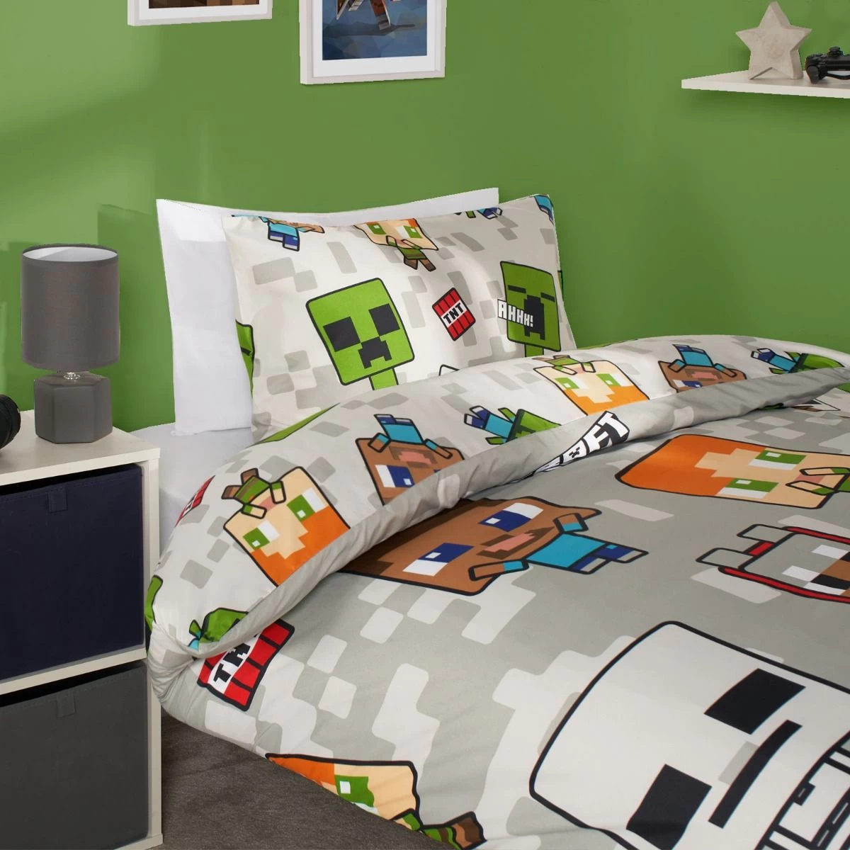 Minecraft Reversible Duvet Set, Grey 5 Minecraft Reversible Duvet Set, Grey - Image 5